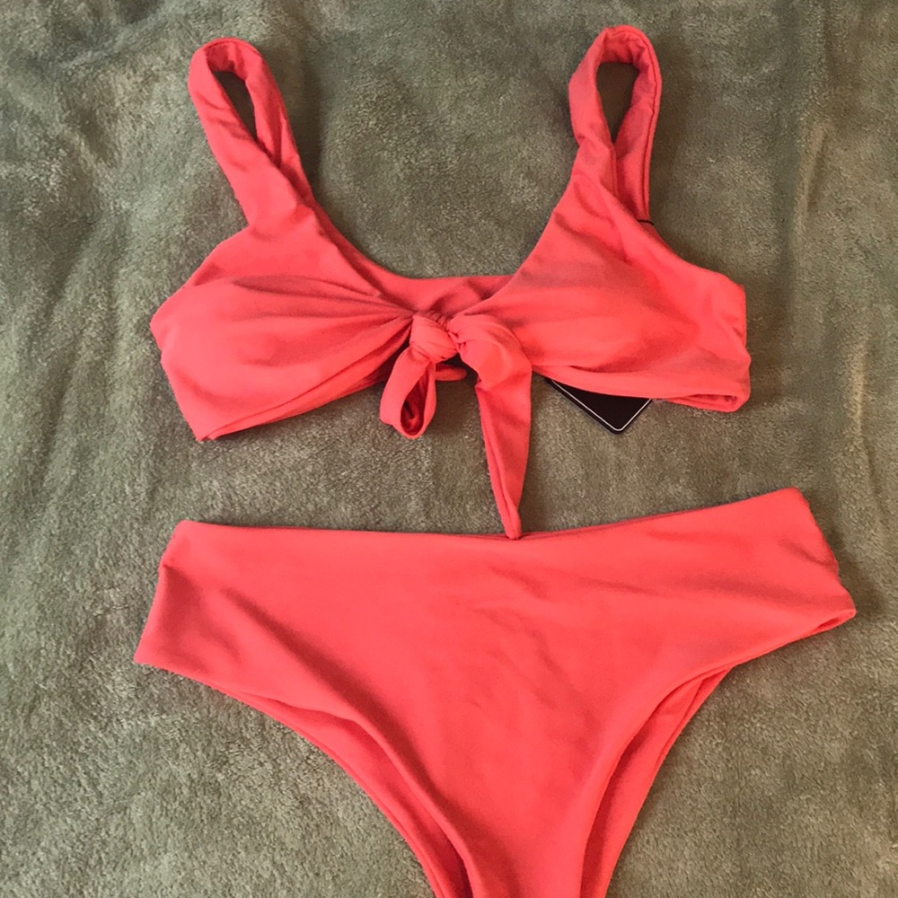 Tie in front Orange/pink bikini
